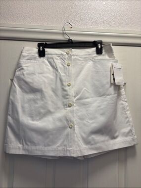 White Button-Front Mini Skirt